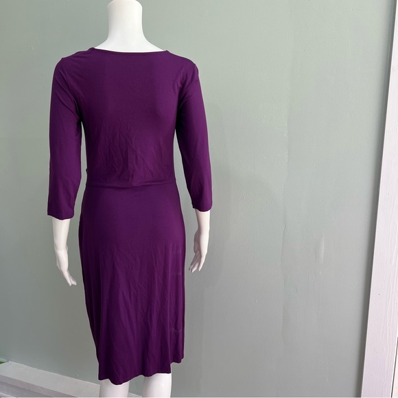 PURE COLLECTION Faux Wrap Dress Purple Stretch 4 - Picture 3 of 7